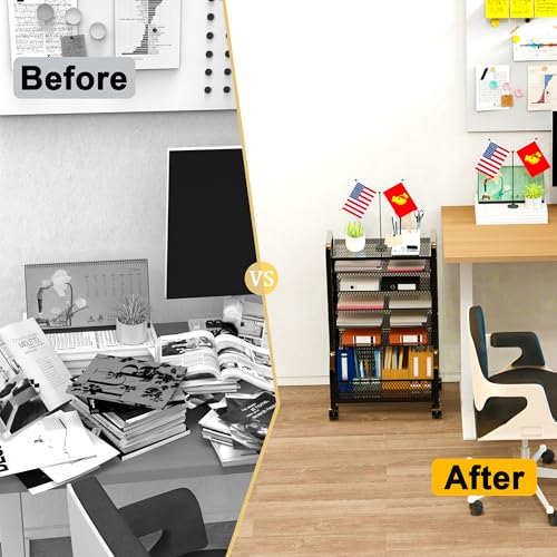 SRJZMLY 7-Tier Rolling Cart Hanging File Organizer - Black - Like New