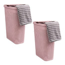 MIND READER SLIM LAUNDRY HAMPER LID 40L BASKET NARROW TAPERED SET OF 2 - PINK - Like New