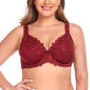TELIMUSSTO SEXY LACE EMBROIDERED BRAS FULL COVERAGE - SIZE: WOMEN 42H - WINE RED - Like New