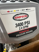 SIMPSON MS61124 MEGASHOT 3400 PSI AT 2.4 GPM KOHLER SH270 WATER PRESSURE WASHER - Like New