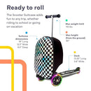 LASCOOTA SCOOTER SUITCASE, CHECKERED CARRY LUGGAGE LIGHTWEIGHT - MULTICOLOR - Like New