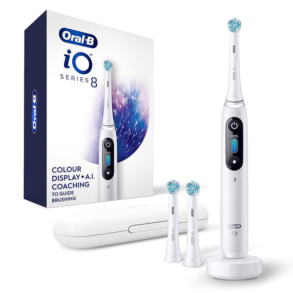 Oral-B iO Series 8 Rechargeable Electric Toothbrush, 3 Brush Heads -WHITEBLASTER Like New