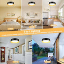 BrightHome 16in Flush Mount Ceiling Light, 3000LM 30W(300W Equiv) - BLACK | WOOD - Like New