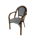 CHIVARI FRENCH BISTRO PATIO DINING CHAIR, 2 CHAIR BUNDLE - BLACK & WHITE - Like New