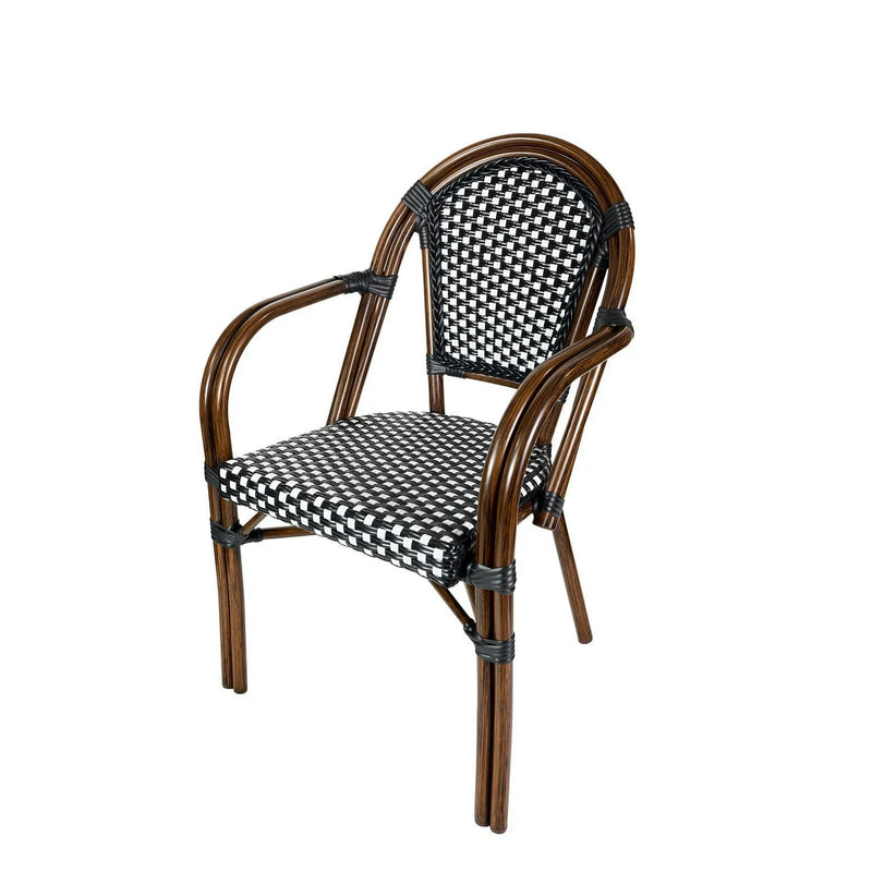 CHIVARI FRENCH BISTRO PATIO DINING CHAIR, 2 CHAIR BUNDLE - BLACK & WHITE - Like New