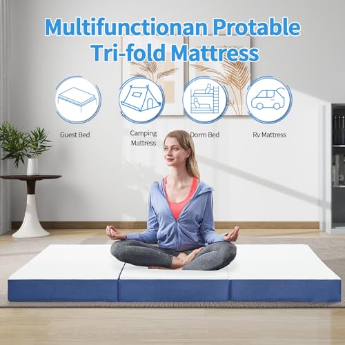 CYMULA Folding Mattress Single, 4 Inch Foldable Trifold Mattress,Portable Foam - Like New