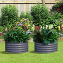 OLLE GARDENS 17" TALL, 24" ROUND PAIR RAISED GARDEN BEDS 2 SET - MIDNIGHT GRAY - Like New