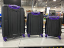 OLYMPIA USA APACHE II 3-PIECE EXPANDABLE SPINNER LUGGAGE SET - BLACK/PURPLE - Like New