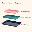 SO YUMMY BY BELLA 3 PIECE COOKIE PAN SET BAKEWARE RECTANGULAR TRAYS MULTICOLOR - Brand New