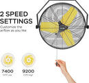 CCGIRU 9200 CFM 24" INDUSTRIAL WALL MOUNT FANS, HIGH VELOCITY 2-SPEED - YELLOW - Brand New
