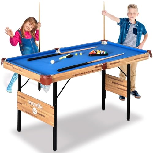 SERENELIFE ERENELIFE 4.5FT FOLDING POOL TABLE, 55IN, SLPTB56 - - Scratch & Dent