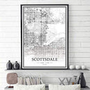 USA AZ Scottsdale Black＆White Minimalist Art 20×28 City Map Painting Poster - Brand New