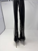 REITOYE KNEE HIGH POINTED TOE STILETTO HIGH HEELS BOOTS - SIZE: WOMEN 8 - BLACK - Like New