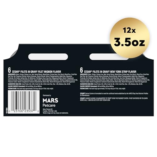 CESAR FILLETS IN GRAVY WET DOG FOOD 3.5 OZ TRAYS 12 PACK - BLACK - Brand New