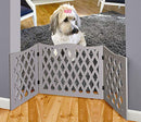 KOVOT Wood Freestanding Foldable Adjustable 3-Section Pet Gate Gray Diamond - Brand New