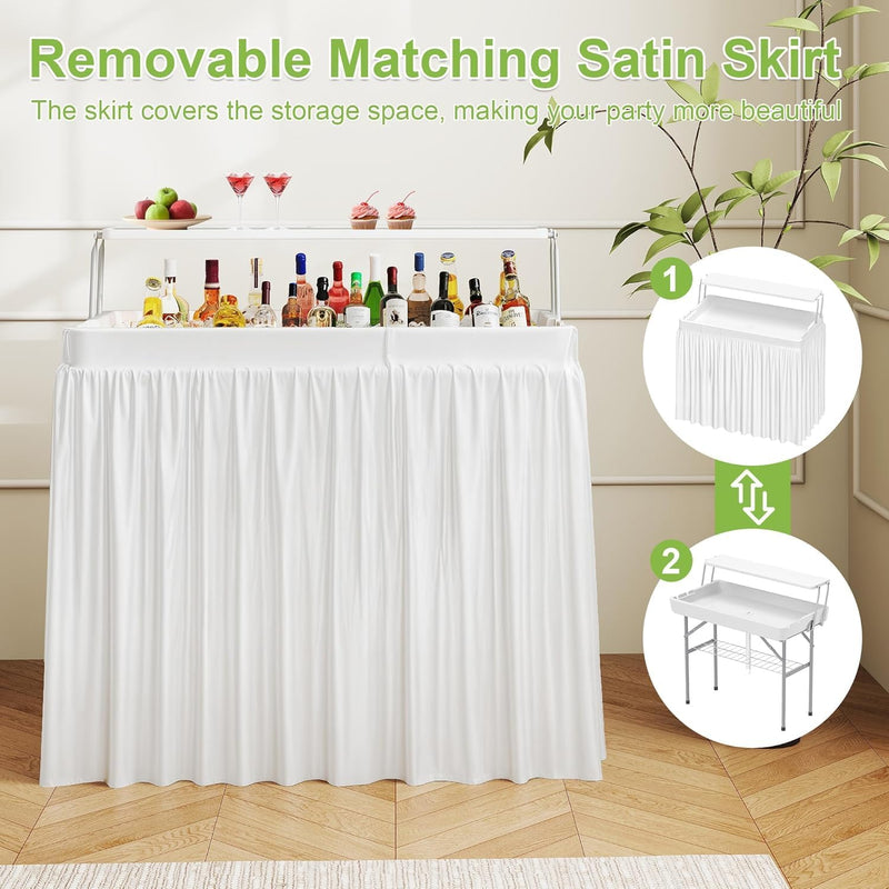 GENERIC FOLDING PARTY ICE COOLER TABLE WITH EXTRA STORAGE SHELF PORTABLE - WHITE - Like New