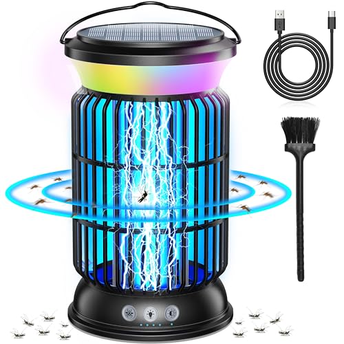 ECSTROM Solar Bug Zapper Outdoor 4200V Mosquito Zapper 9 Modes - Black Like New