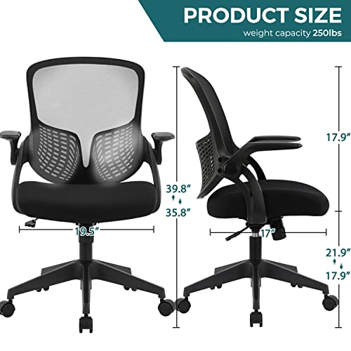 SMUG ERGONOMIC DESK CHAIR MESH OFFICE CHAIR MID BACK SWIVEL TASK CHAIR BLACK - Like New