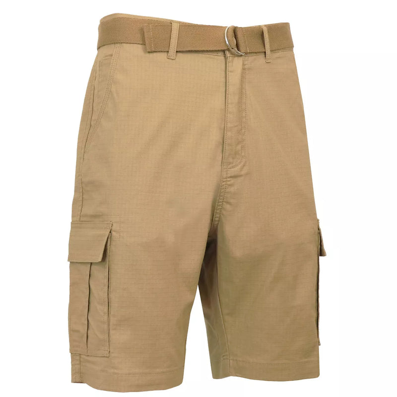 GALAXY BY HARVIC MEN'S RIPSTOP CARGO SHORTS WITH BELT - SIZE: MEN 40 - KHAKI - Brand New