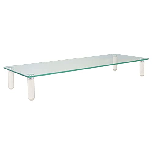 Kantek Glass Monitor Riser 5mm Tempered Glass Platform MS370 - Clear Glass - Like New