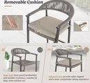 COSTWAY ALUMINUM BAR STOOL REMOVABLE CUSHION OLEFIN ROPE WOVEN SEAT 4PK - GRAY - Like New