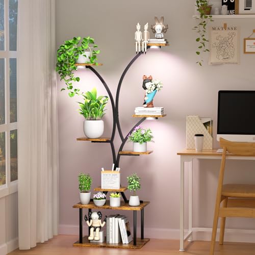 FIRSTNESS PLANT STAND GROW LIGHTS 8 TIER TALL METAL PLANT SHELF CURVED - BLACK - Like New