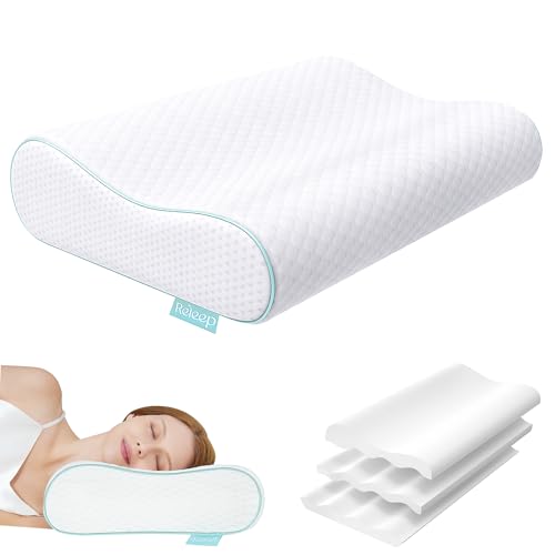 RELEEP CERVICAL NECK PILLOW, SIDE SLEEPER, ADJUSTABLE CONTOUR, QUEEN - GREEN - Like New