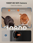 WOPET HV10 AUTOMATIC CAT FEEDER WITH CAMERA FOR TWO CATS, 1080P - BLACK - Like New