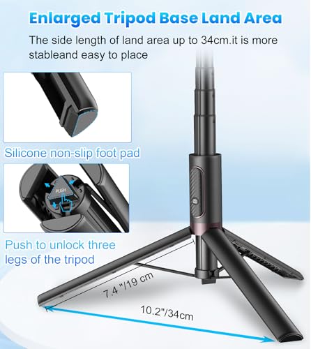 TONEOF 67" Cell Phone Selfie Stick Tripod,Smartphone Stand All-in-1 - BLACK - Like New
