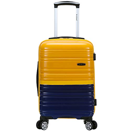 ROCKLAND MELBOURNE HARDSIDE EXPANDABLE SPINNER WHEEL, CARRY-ON 20" - NAVY/YELLOW - Brand New