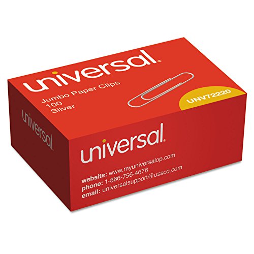 UNIVERSAL JUMBO SMOOTH PAPER CLIPS 100/BOX UNV72220BX - Brand New