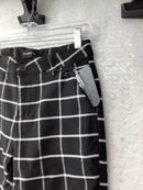 GINGTTO MEN'S SKINNY FIT PLAID PANTS - SIZE: MEN 32 - BLACK AND WHITE PLAID - Brand New