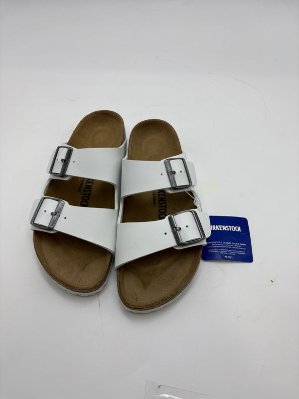 BIRKENSTOCK ARIZONA UNISEX SANDALS/SLIDES - SIZE: MEN 5 WOMEN 7 - WHITE - Like New