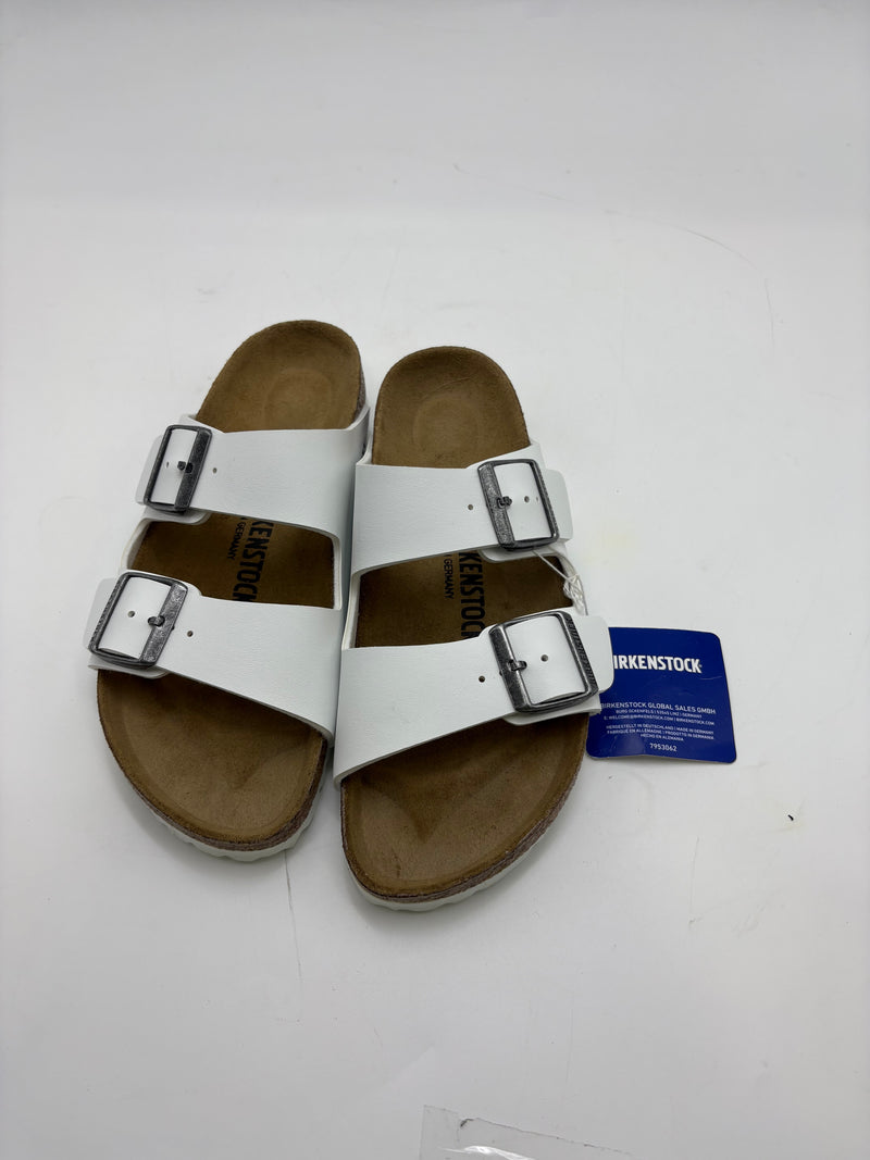 BIRKENSTOCK ARIZONA UNISEX SANDALS/SLIDES - SIZE: MEN 5 WOMEN 7 - WHITE - Like New