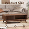Coffee Table,Mid Century Modern Table with Storage,Sliding Fence Door,Walnut - Like New