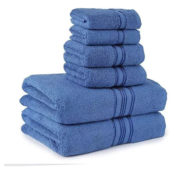 NOBLE HOUSE ULTRA SOFT 100% COTTON EXTRA HEAVY ABSORBENT 6PC BATH TOWEL - BLUE - Brand New