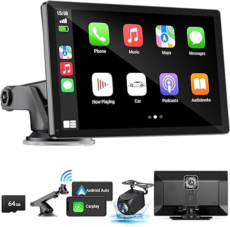 HAUXIY Wireless Carplay Touchscreen 2.5K Dash Cam 9" Portable Q9S - Black - Like New