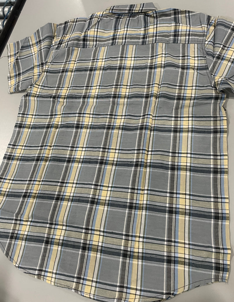 BLACK HORSE WOVEN PLAID SHIRT - MENS L - GRAY/BLACK/LIGHT BLUE/YELLOW/WHITE - Brand New