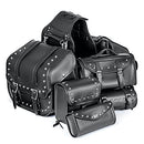 Diamond Plate Heavy Duty Waterproof PVC with Studs Motorcycle Saddlebag 6P Black - Brand New