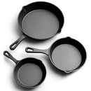 Jim Beam HEA Set of 3 Pre Seasoned Cast Iron Skillets 6 8 10" JB0195 - Black - Brand New