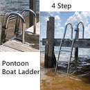 Amarine Made 4 Step Pontoon Boat Ladder Foldable Steel Marine - B01IT142AA - Brand New