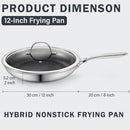 COOKS STANDARD HYBRID FRYING PAN, 12-INCH SKILLET, CLAD STAINLESS STEEL - SILVER - Like New