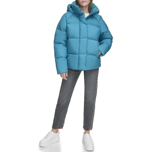LW3RP696 LEVI'S WOMEN'S SELMA HOODED PUFFER JACKET OCEAN BLUE SIZE M - Brand New