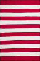 Fab Habitat Machine Washable Area Rug, Woven, Stripes, 3 x 5 ft - Red/White - Brand New
