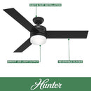 HUNTER FAN 54 INCH BLACK INDOOR/OUTDOOR CEILING FAN WITH LIGHT FOR  CE10 - Like New