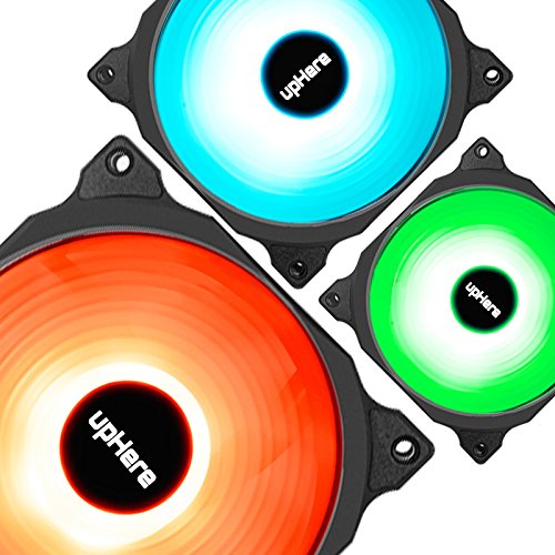 UpHere RGB LED 120mm Case Fan Quiet Edition High Airflow 5 Pack C8123 - Black - Like New