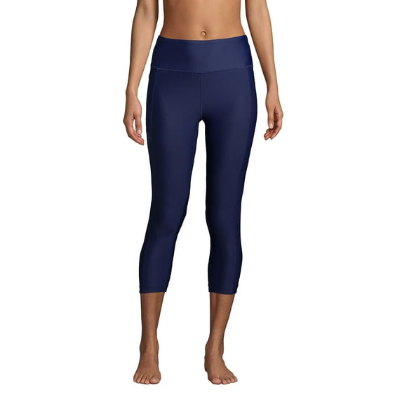 LANDS' END WOMEN'S HIGH WAISTED MODEST SWIM LEGGINGS SIZE S - DEEP SEA NAVY - Brand New