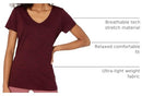 AZ0001 AMAZON ESSENTIALS WOMEN TECH V-NECK T-SHIRT 2-PACK SIZE L - BLACK/BURGDY - Brand New