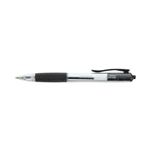 Universal UNV15530 1 mm Comfort Grip Retractable Ballpoint Pens - Medium, Black - Brand New