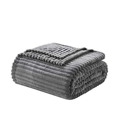 Nestl Fleece Blanket King Size, Grey (108” x 90”) - Brand New